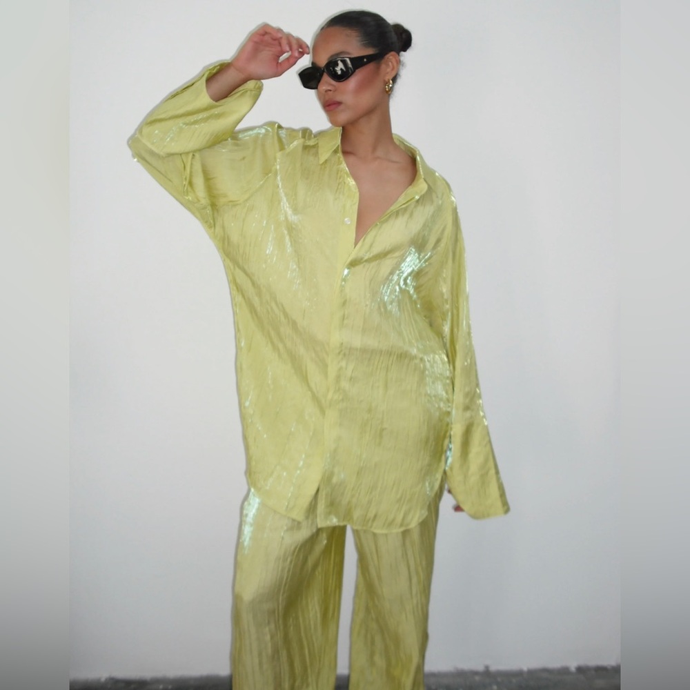 LOCAL EUROPEAN - crinkle blouse and pants set - new with tags